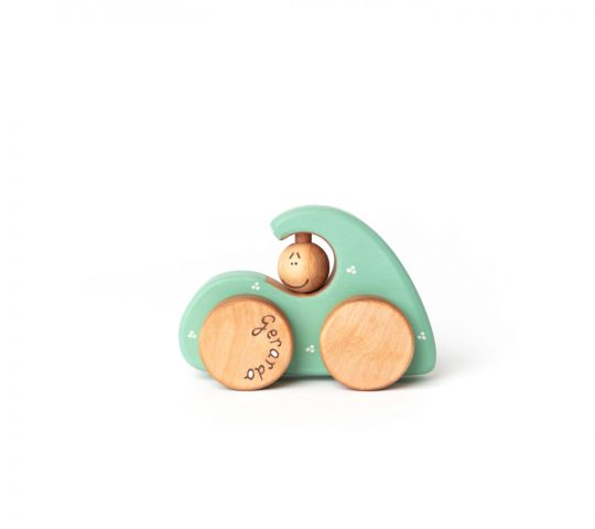 This tiny wooden car and its driver enjoy their rides in towns and forests.  The organic wooden toy is quality crafted and safe for children.