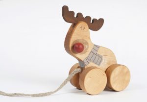 wooden christmas toy, handmade pull toy Reindeer