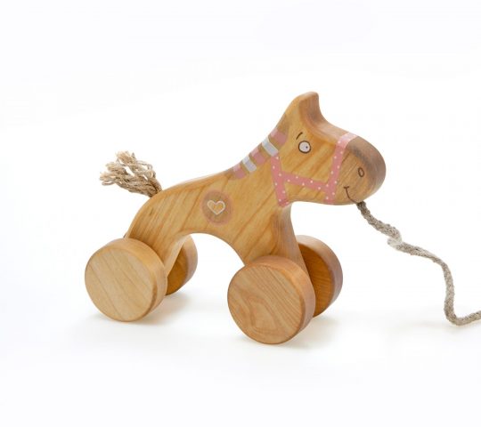 Wooden Horse Toy is pull toy made of natural materials and safe for children. This pink horse is of the best wooden toys for 1 year old you can find! 